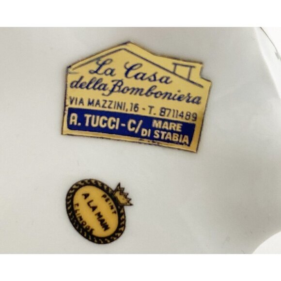 T. LIMOGE Italy Peint A La Main Dresser Vases With Lids 4” Tall Containers 2pc - Picture 9 of 12